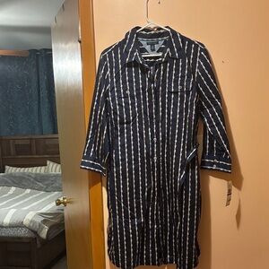 Tommy Hilfiger Navy and Cream Chain Pattern Shirt